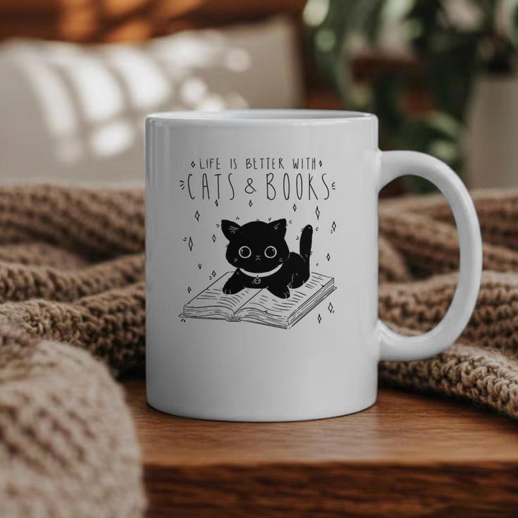 Cute Cats And Books Aesthetic Feline Reader Graphic Premium Tri-Blend Graphic Print Coffee Mug