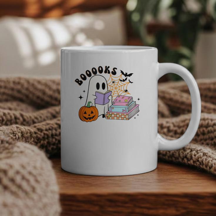 Ghost Reading Halloween Women Teacher Book Lover Graphic Print Coffee Mug