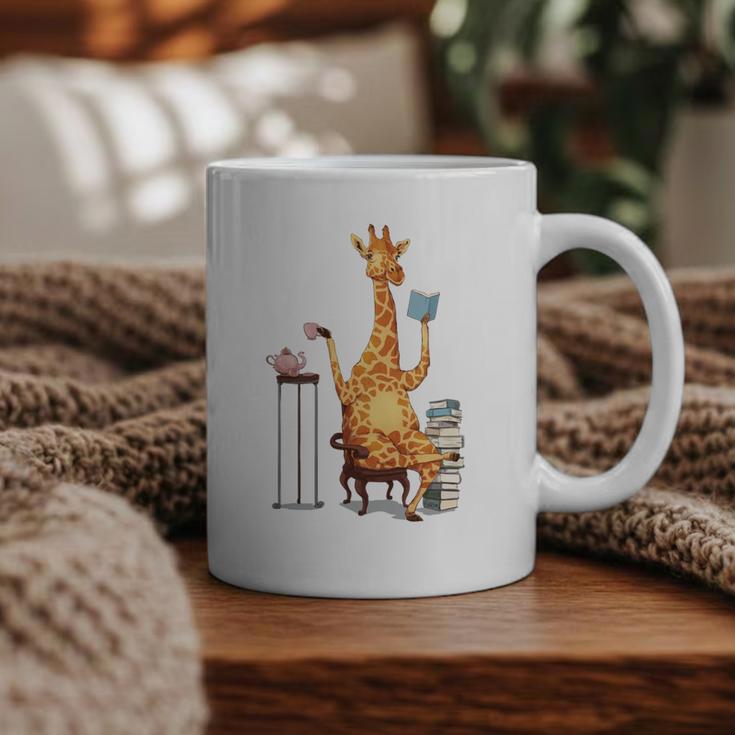 Giraffe Reading Tea Books Coffee Book Lover Graphic Graphic Print Coffee Mug