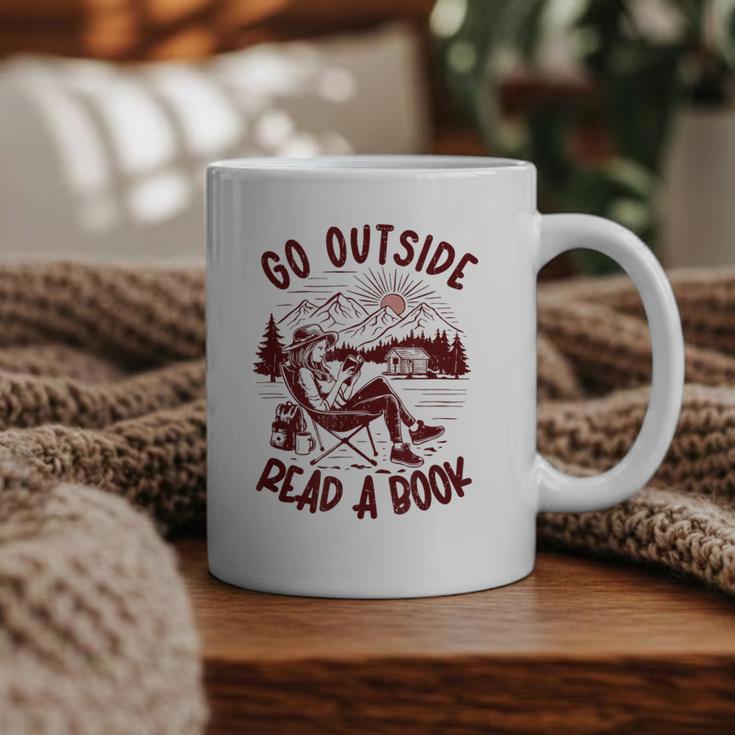 Go Outside Read a Book Vintage Bibliophiles Graphic Print Coffee Mug