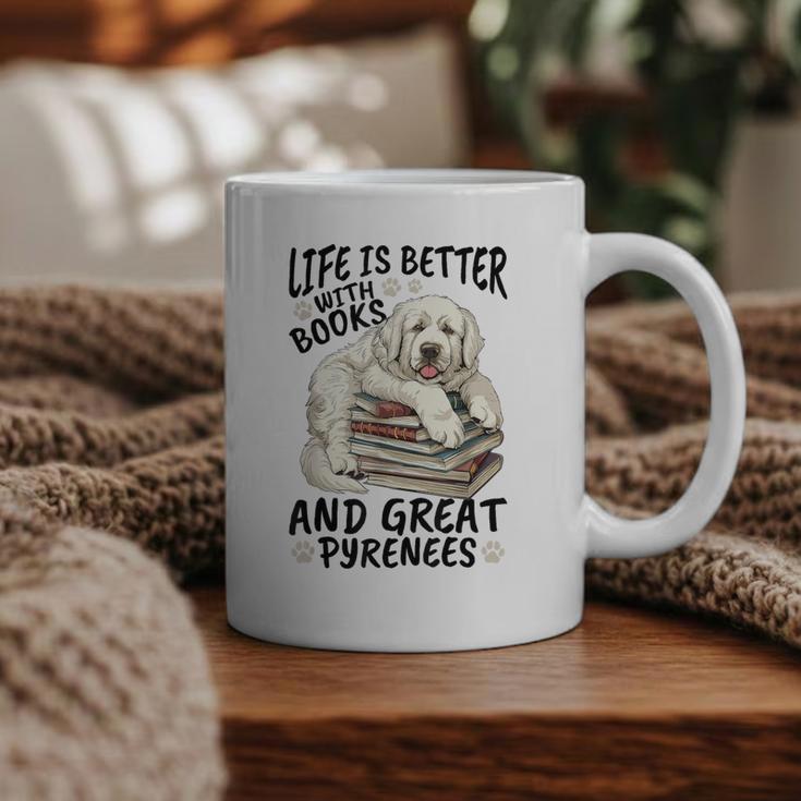 Great Pyrenees Dog Breed Life Is Better With Books And Great Graphic Print Coffee Mug