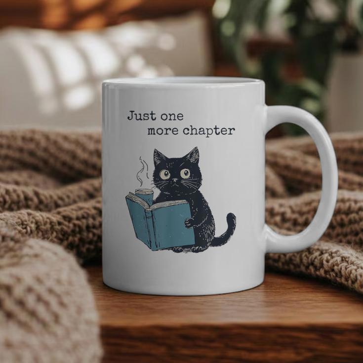 Just One More Chapter Bookworm Cat Book Lover Graphic Print Coffee Mug