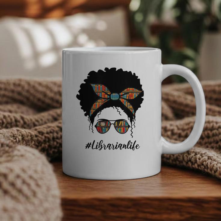 Librarian Teacher Messy Bun Life Book Library Back To School Graphic Print Coffee Mug