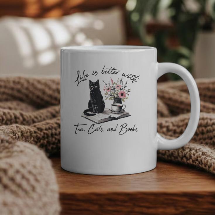 Life Better With 2 Cats Books Kitten Kitty Women Girls Kids Graphic Print Coffee Mug