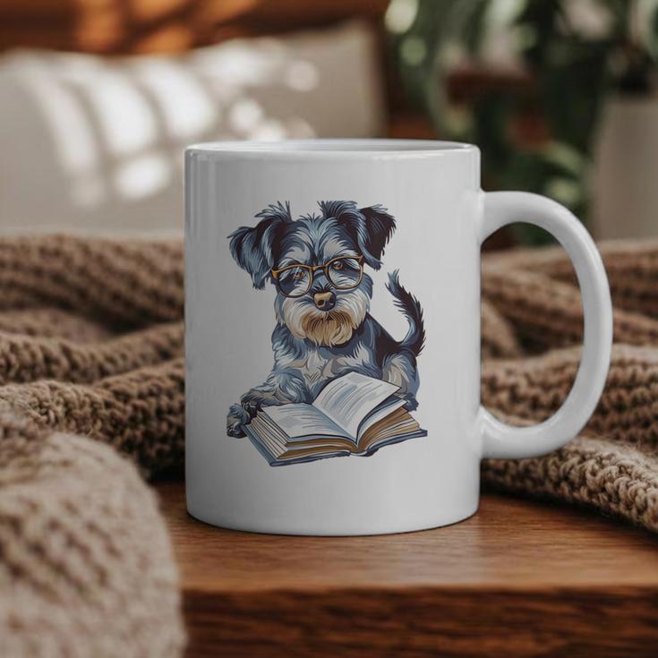 Nerdy Schnauzer Dog Book Lover Glasses Cute Pet For Men Women Kids Graphic Print Coffee Mug