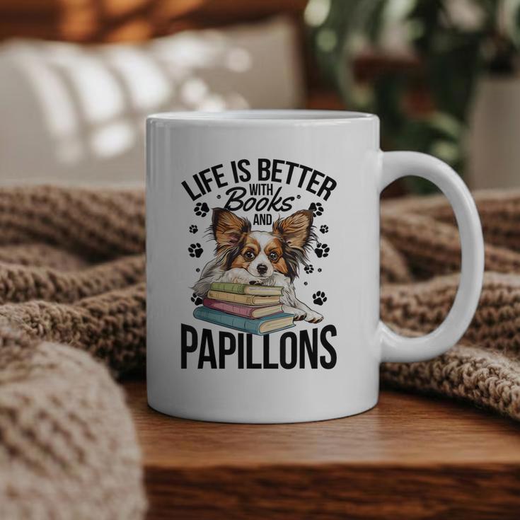 Papillon Dog Breed Life Is Better With Books And Papillons Graphic Print Coffee Mug
