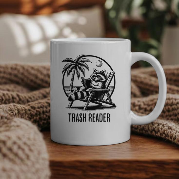 Raccoon Reading Books Summer Humor Trash Reader Graphic Print Coffee Mug