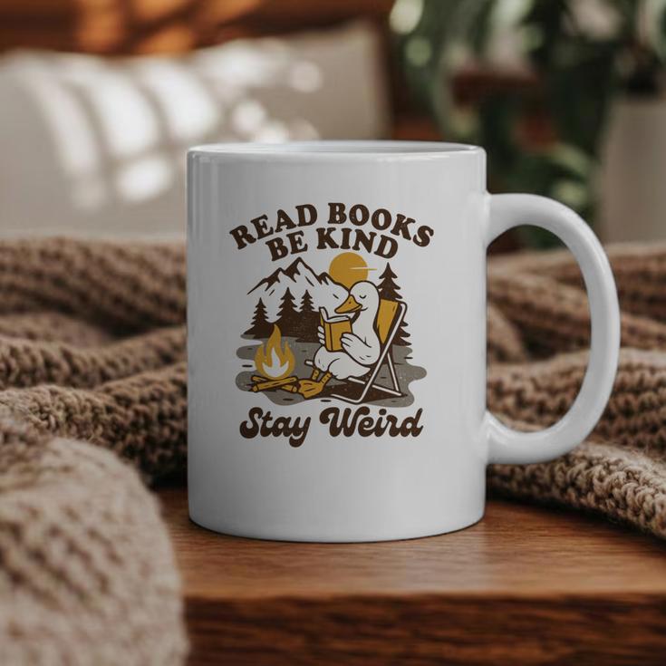 Read Books Be Kind Stay Weird Bookish Silly Goose Reading Graphic Print Coffee Mug