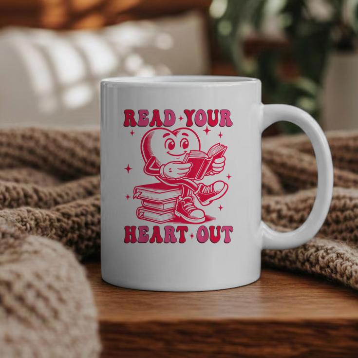 Read Your Heart Out Valentines Day Book Lover Bookish Teach Graphic Print Coffee Mug