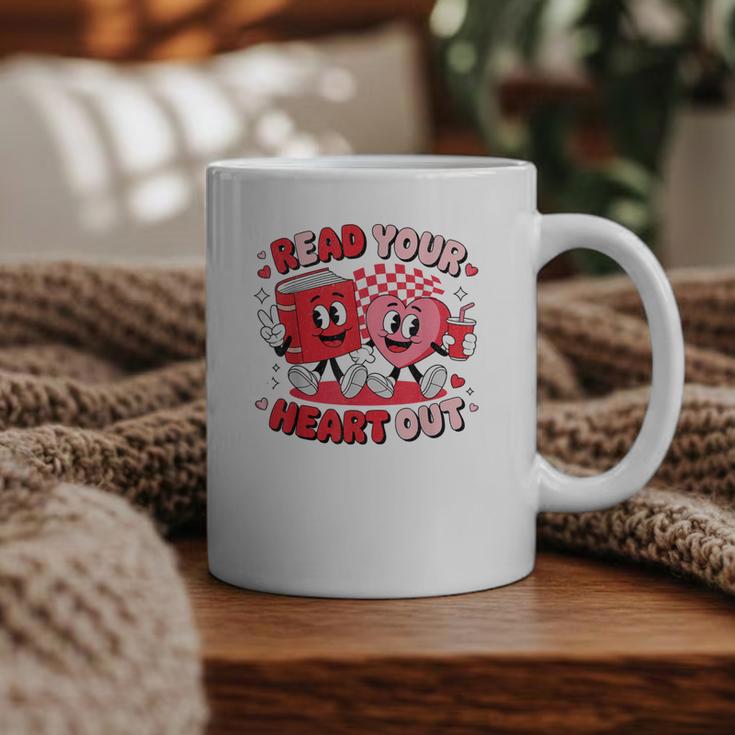 Read Your Heart Out Valentine's Day Retro Teacher Bookish Graphic Print Coffee Mug