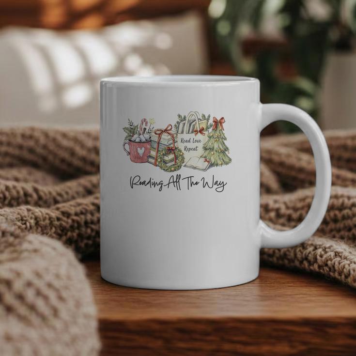 Reading All The Way Christmas Book Lover For Women And Teens Graphic Print Coffee Mug