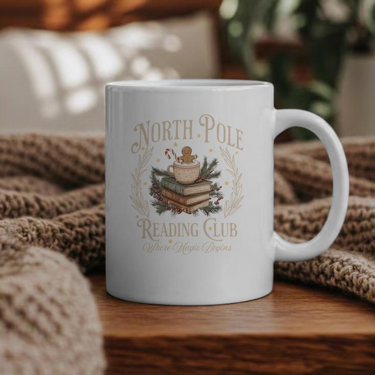 Retro North Pole Reading Club Hot Cocoa Book Lovers Xmas Graphic Print Coffee Mug
