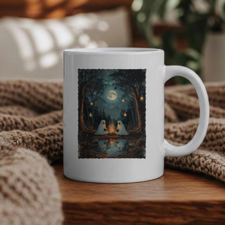 Vintage Ghost Book Reading Camping Gothic Halloween Teachers Graphic Print Coffee Mug