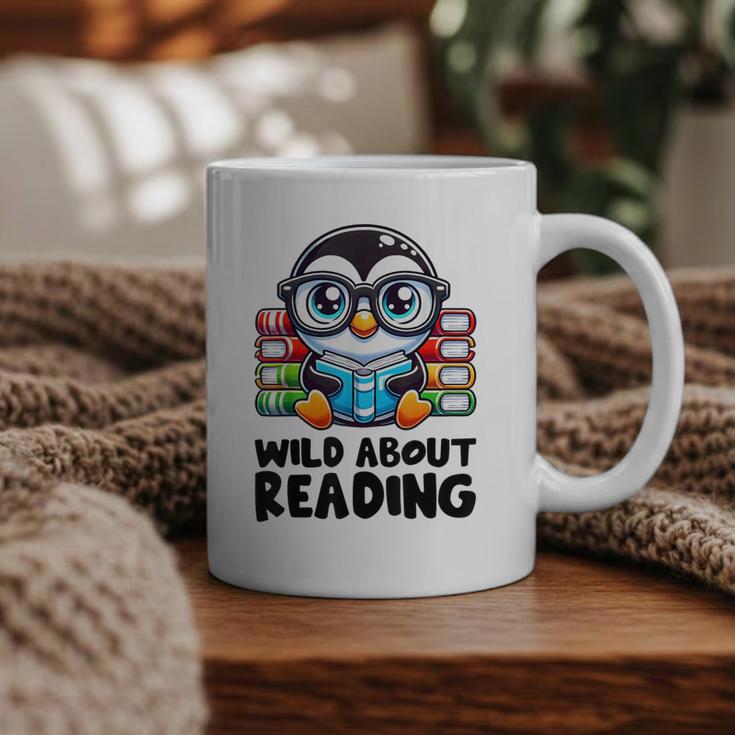 Wild About Reading Book Lover Penguin Graphic Print Coffee Mug