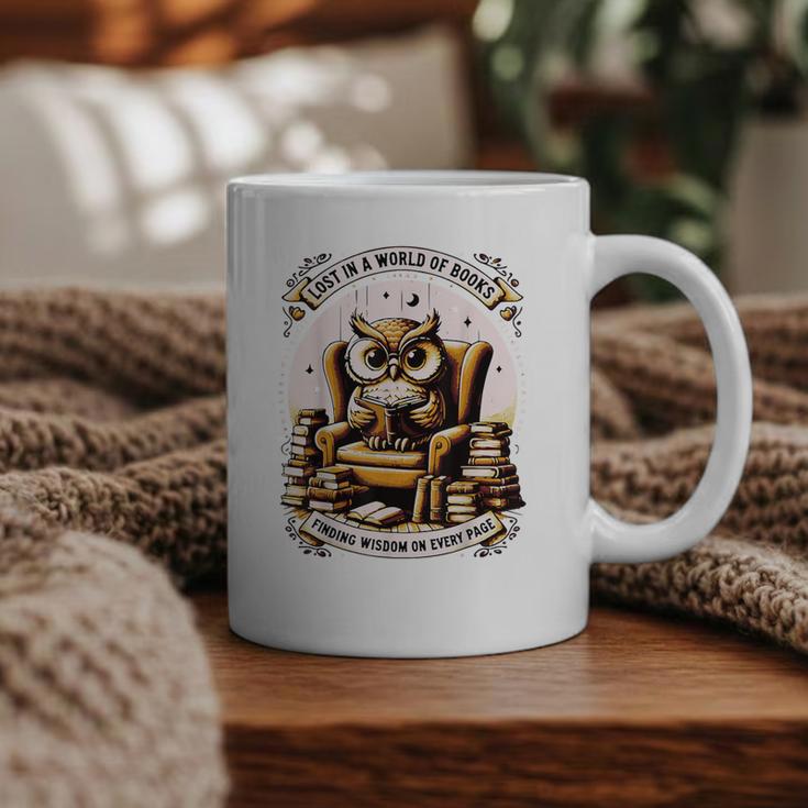 Wise Owl Reading Books Graphic Print Coffee Mug