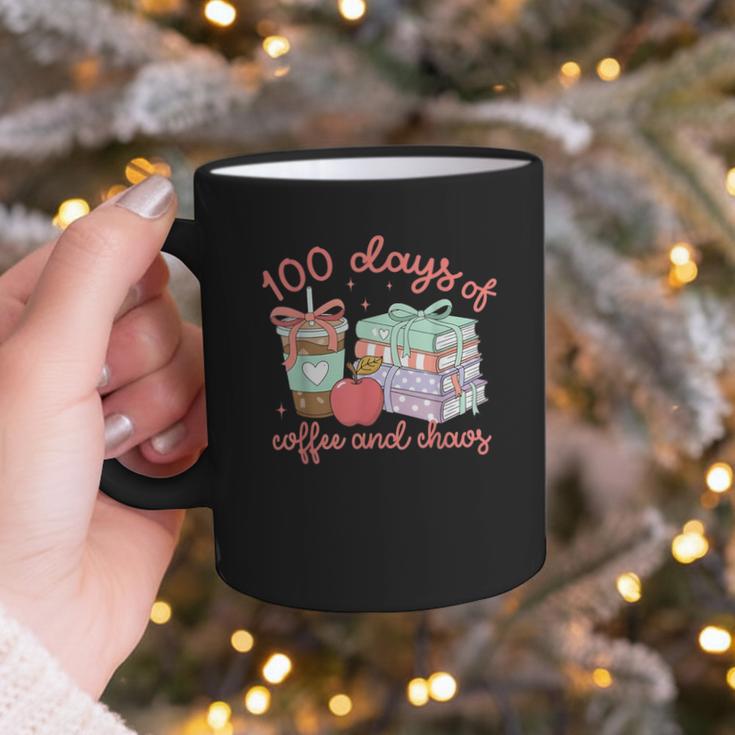 100 Days Of Coffee And Chaos Coquette Bow Book Apple Graphic Print Coffee Mug
