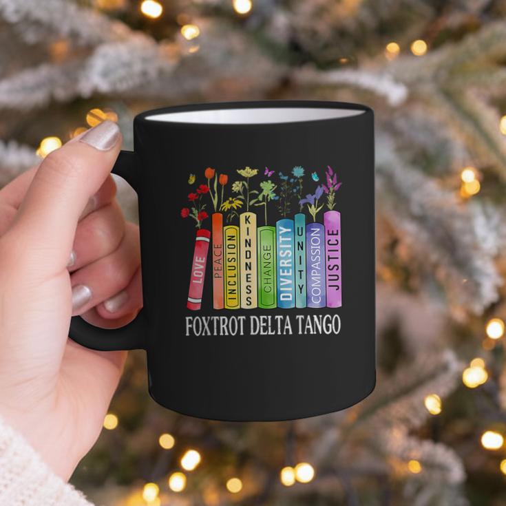 8647 Foxtrots Tangos Deltas Book Flower Resist Book Lovers Graphic Print Coffee Mug
