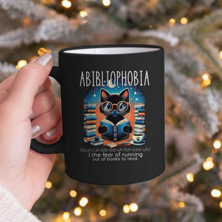 Abibliophobia Cat Reading Bookworm Reader Nerd For Men Women Girls Kids Graphic Print Coffee Mug