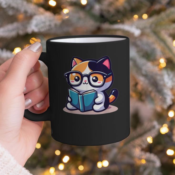 Adorable Book Lover Calico Cat With Reading Glasses Cute For Men Women Kids Graphic Print Coffee Mug Adorable Book Lover Calico Cat With Reading Glasses Cute For Men Women Kids Graphic Print Coffee Mug