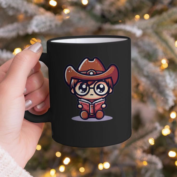 Adorable Book Lover Cowboy With Reading Glasses Cute Graphic Print Coffee Mug Adorable Book Lover Cowboy With Reading Glasses Cute Graphic Print Coffee Mug