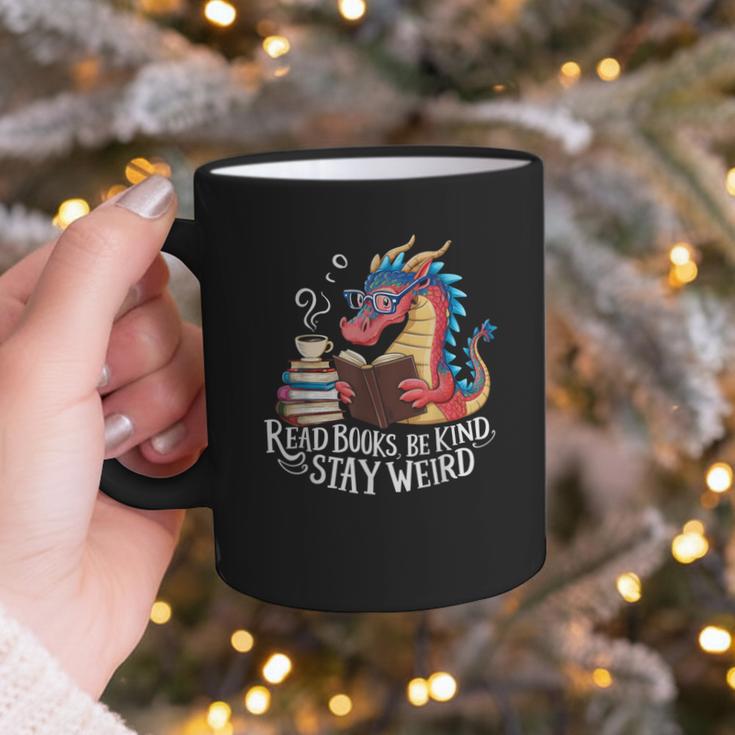 Adorable Book Lover Dragon Read Books Be Kind Stay Weird Graphic Print Coffee Mug