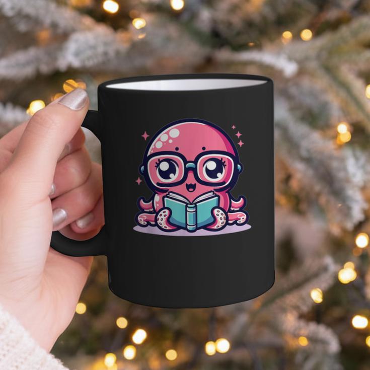 Adorable Book Lover Octopus With Reading Glasses Cute Graphic Print Coffee Mug Adorable Book Lover Octopus With Reading Glasses Cute Graphic Print Coffee Mug