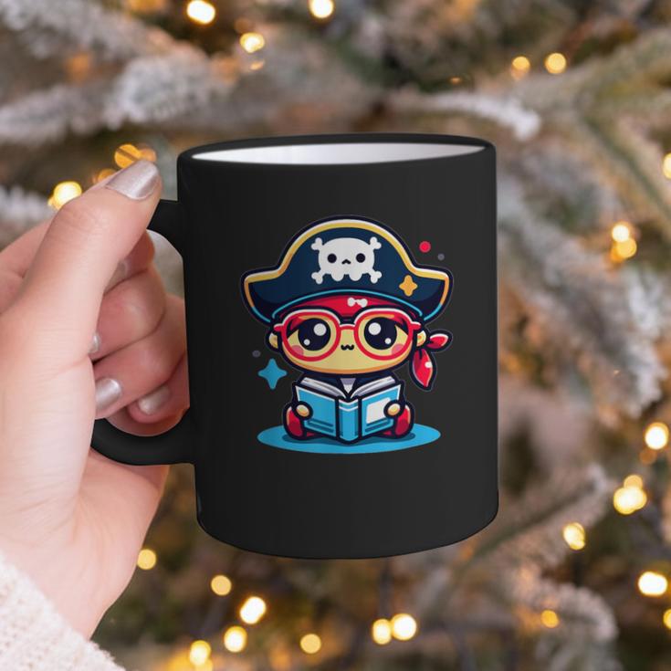 Adorable Book Lover Pirate With Reading Glasses Cute Graphic Print Coffee Mug