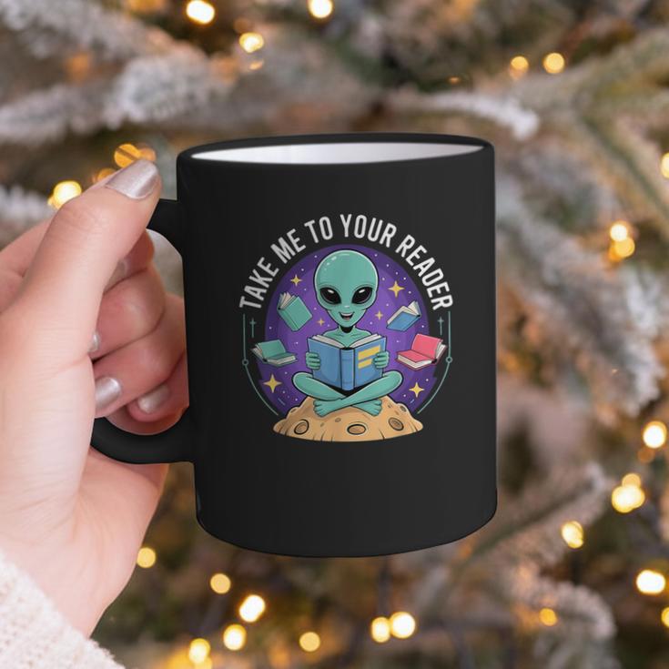 Alien Reader Reading Teacher Librarian Book Lover Graphic Print Coffee Mug