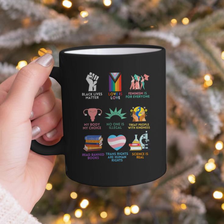 Ally Anti Trump Liberal BLM Love Is Love Banned Books Icons Graphic Print Coffee Mug