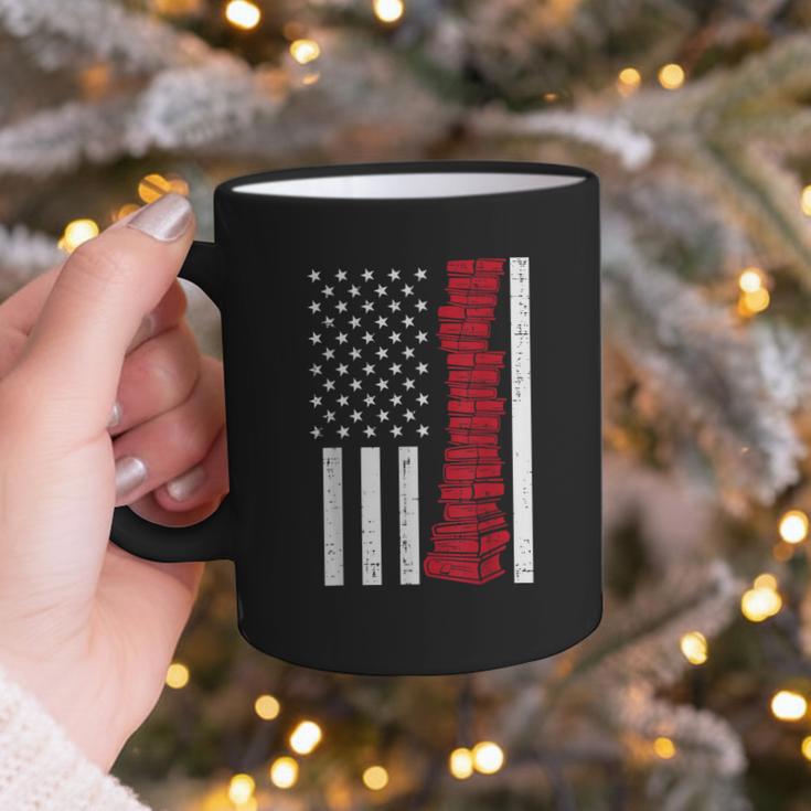 America Flag Read Book Reading Librarian Men Women Kids Graphic Print Coffee Mug