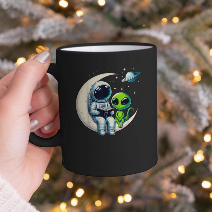 Astronaut Reading Book To Alien Shirt Moon Space Lover Kids Graphic Print Coffee Mug