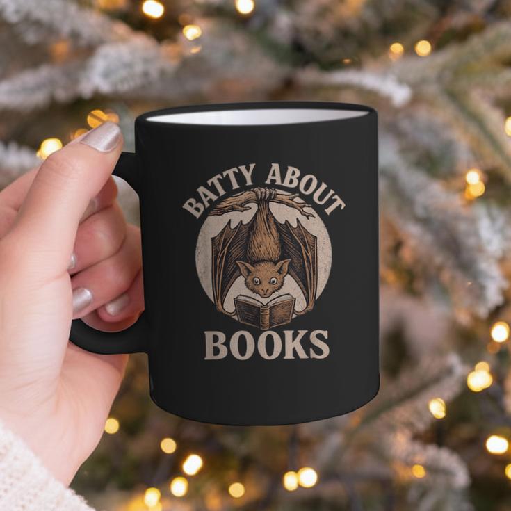 Batty About Books Reading Book Lover Men Women Distressed Graphic Print Coffee Mug Batty About Books Reading Book Lover Men Women Distressed Graphic Print Coffee Mug