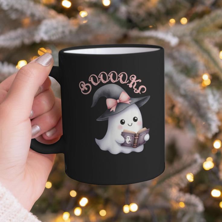Boo Ghost Books Coquette Bow Halloween Women School Teacher Graphic Print Coffee Mug