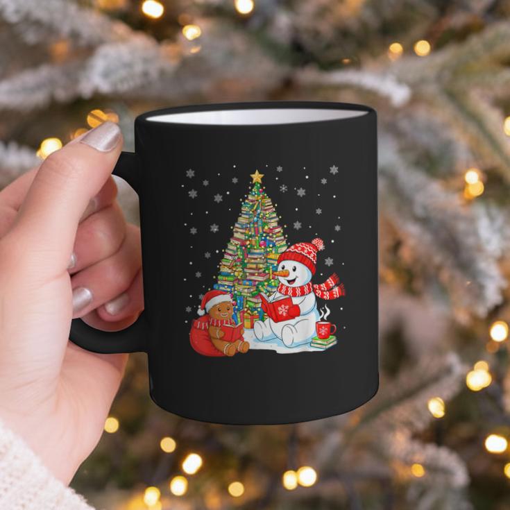 Book Christmas Tree Bookworm Gingerbread Man Snowman Reading Graphic Print Coffee Mug