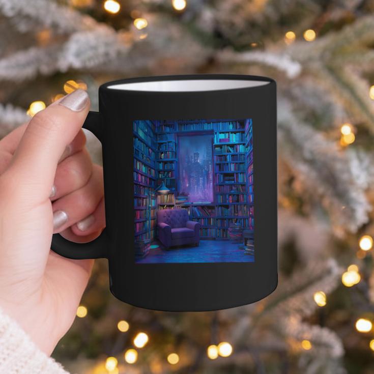 Book Library Bookshelf Armchair Window Pattern Print Graphic Print Coffee Mug