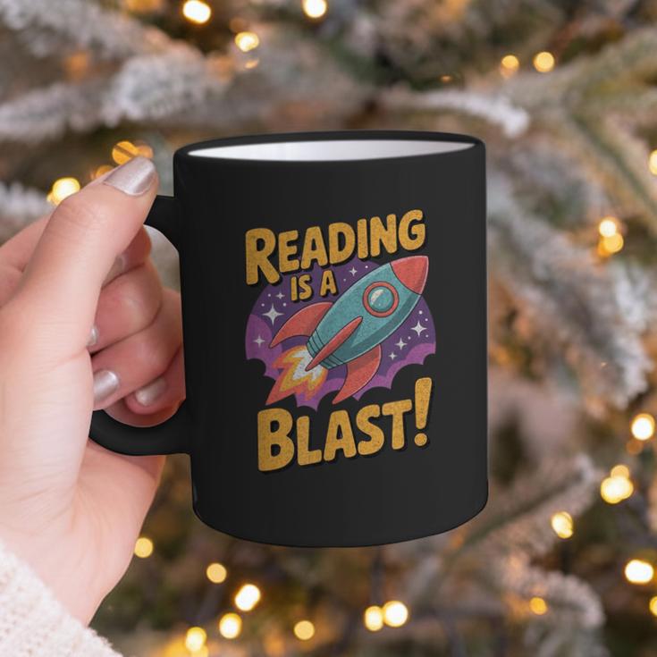 Book Lover Kids And Adults Reading Is a Blast Rocket Ship Graphic Print Coffee Mug
