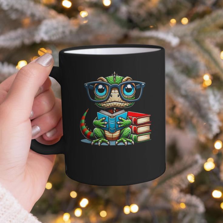 Book Lover Reading Iguana Graphic Print Coffee Mug