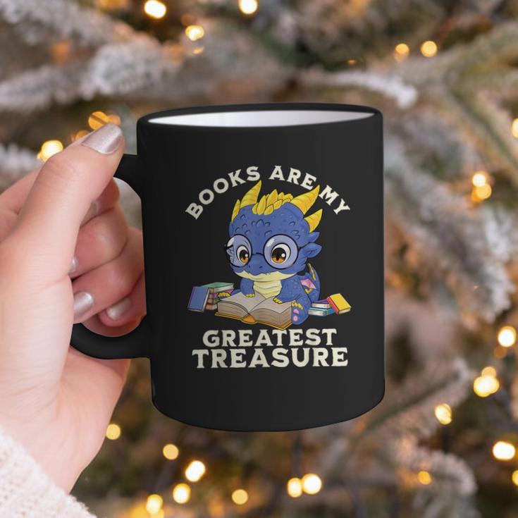 Books Are My Greatest Treasure Kawaii Dragon Reading Books Graphic Print Coffee Mug