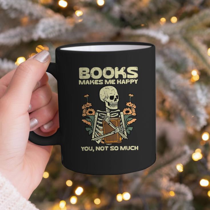 Books Make Me Happy Skeleton Read Reading Librarian Book Graphic Print Coffee Mug