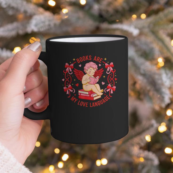 Books Are My Love Language Cupid Reading Book Valentines Day Graphic Print Coffee Mug