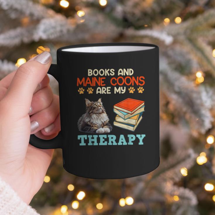 BOOKS AND MAINE COONS ARE MY THERAPY Main Coon Graphic Print Coffee Mug
