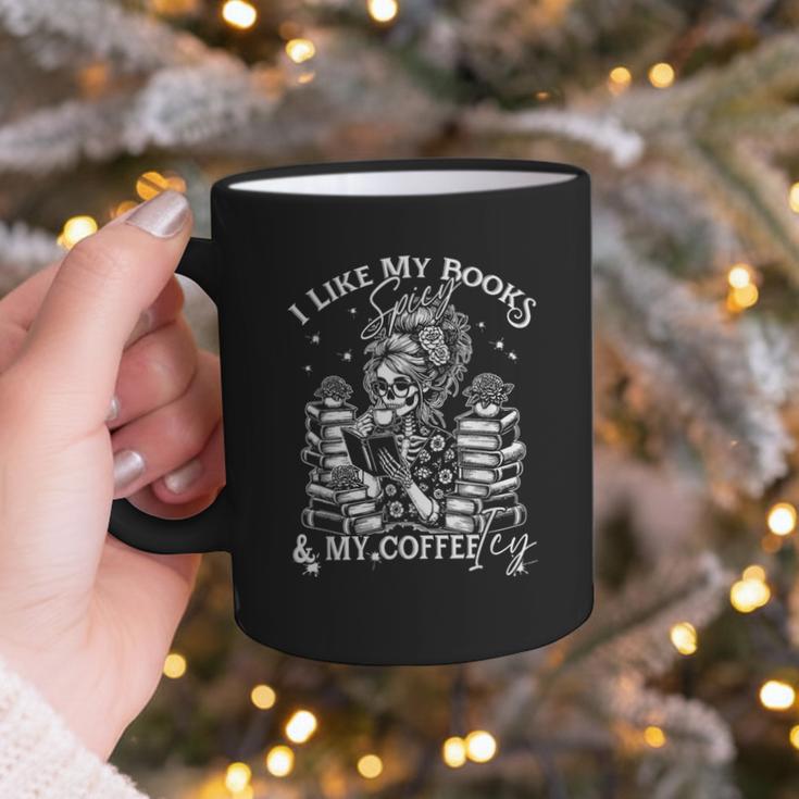 I Like My Books Spicy And My Coffee ICY Skeleton Meme Graphic Print Coffee Mug I Like My Books Spicy And My Coffee ICY Skeleton Meme Graphic Print Coffee Mug