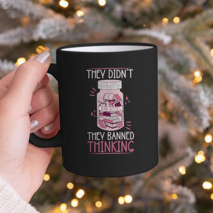 Bookworm Library Banned Book -Adults Short Sleeve Modern Crew Neck Small Straight Imported They Didn't Ban Books They Banned Thinking Graphic Print Coffee Mug