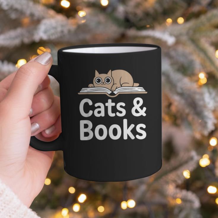 Cats And Books Graphic Print Coffee Mug