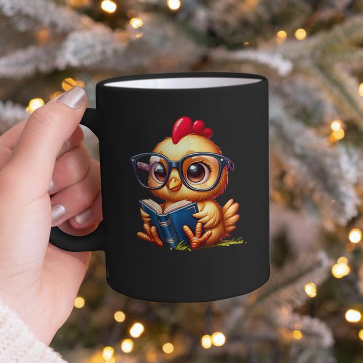 Chicken Reading a Book Farm Animal Chick Graphic Print Coffee Mug