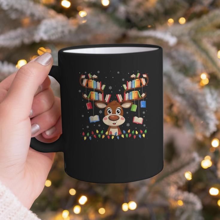 Christmas Librarian Reindeer Matching Family Book Lover Xmas Graphic Print Coffee Mug