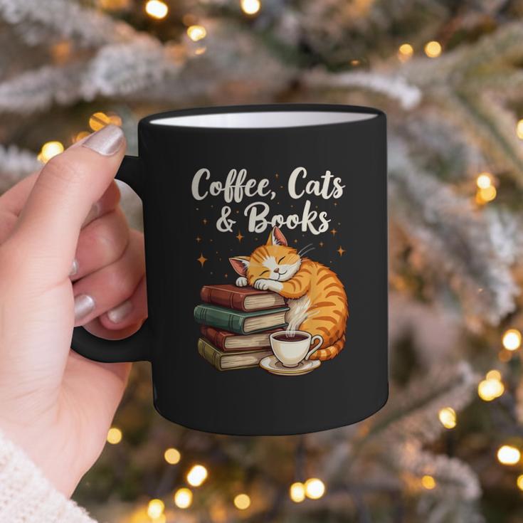 Coffee Cats & Books Lover For Women & Girls Coffee Graphic Print Coffee Mug