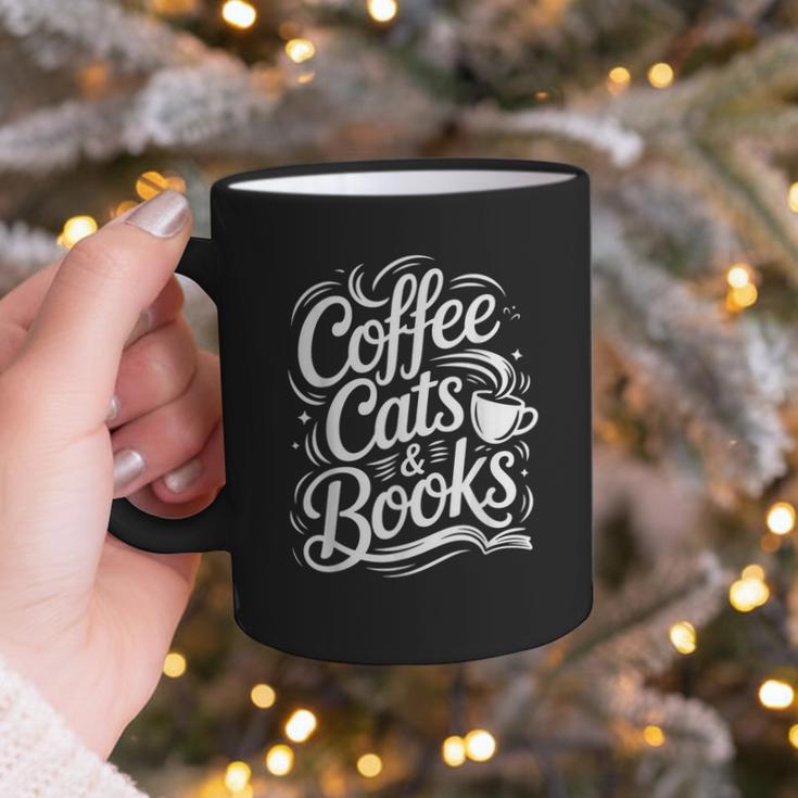 Coffee Cats & Books Reading Book Lover Reader Graphic Print Coffee Mug