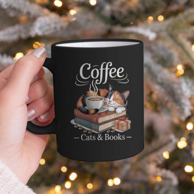 Coffee Cats And Books Cozy Calico Reader Love Cute Cat Graphic Print Coffee Mug