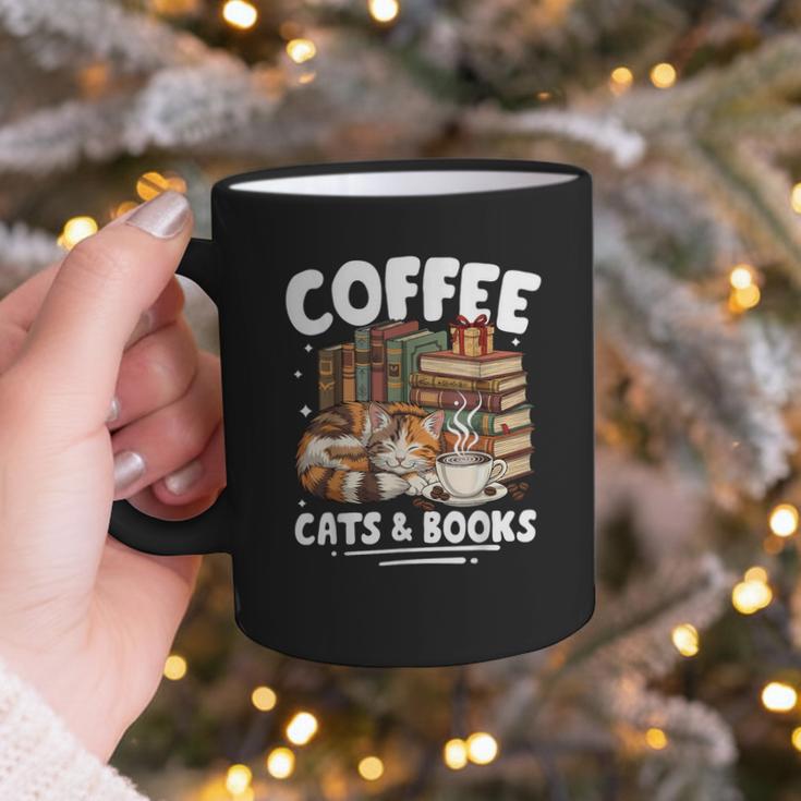 Coffee Cats And Books Cats And Reading Lovers Graphic Print Coffee Mug